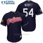 Maglia Baseball Uomo Cleveland Indians Ryan Merritt 54 Blu 2017 Allenamento Primaverile Cool Base Giocatore