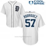 Maglia Baseball Uomo Detroit Tigers 57 Francisco Rodriguez Bianco Cool Base