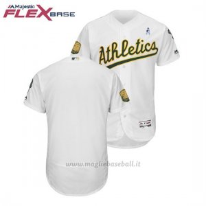 Maglia Baseball Uomo Oakland Athletics Bianco 2018 Dia del Padre Flex Base