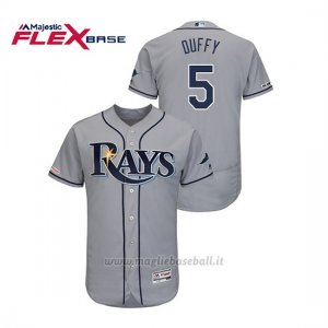 Maglia Baseball Uomo Tampa Bay Rays Matt Duffy 150th Aniversario Patch Autentico Flex Base Grigio