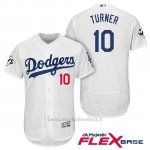 Maglia Baseball Uomo Los Angeles Dodgers 2017 World Series Justin Turner Bianco Flex Base