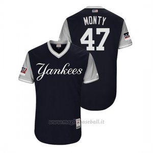 Maglia Baseball Uomo New York Yankees Jordan Montgomery 2018 Llws Players Weekend Monty Blu