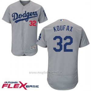 Maglia Baseball Uomo Los Angeles Dodgers Jackie Robinson Majestic Autentico Collezione Grigio Flex Base