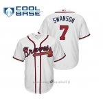 Maglia Baseball Uomo Atlanta Braves Dansby Swanson Cool Base Majestic 1ª2019 Bianco