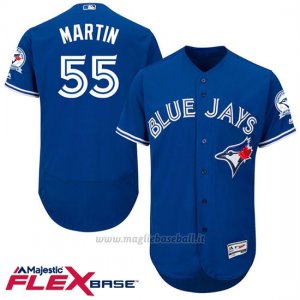 Maglia Baseball Uomo Toronto Blue Jays Russell Martin 55 Blu Flex Base Autentico Collezione 40 Anniversario