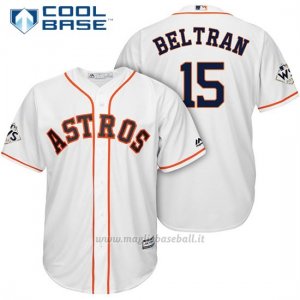 Maglia Baseball Uomo Houston Astros 2017 World Series Carlos Beltran Bianco Cool Base
