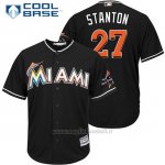 Maglia Baseball Uomo Miami Marlins 27 Giancarlo Stanton Nero2017 Cool Base