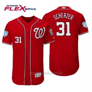 Maglia Baseball Uomo Washington Nationals Max Scherzer Flex Base Entrenamiento De Primavera 2019 Rosso
