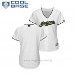 Maglia Baseball Donna Indians 2018 Dia de los Caidos Cool Base Bianco
