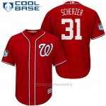 Maglia Baseball Uomo Washington Nationals Max Scherzer Scarlet 2017 Allenamento Primaverile Cool Base Giocatore