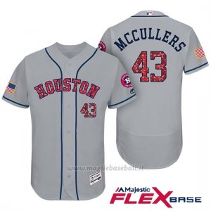 Maglia Baseball Uomo Houston Astros 2017 Estrellas y Rayas Lance Mccullers Grigio Flex Base