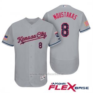Maglia Baseball Uomo Kansas City Royals 2017 Estrellas y Rayas Mike Moustakas Grigio Flex Base