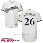 Maglia Baseball Uomo Milwaukee Brewers Taylor Jungmann Bianco Autentico Collezione Flex Base Custom