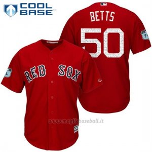Maglia Baseball Uomo Boston Red Sox 50 Mookie Betts Boston Red Sox Rosso 2017 Allenamento Primaverile Cool Base Giocatore