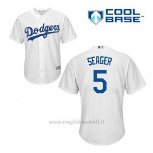 Maglia Baseball Uomo Los Angeles Dodgers Corey Seager 5 Bianco 1ªCool Base