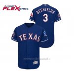 Maglia Baseball Uomo Texas Rangers Delino Deshields 150th Aniversario Patch Final Season Stadium Patch Blu