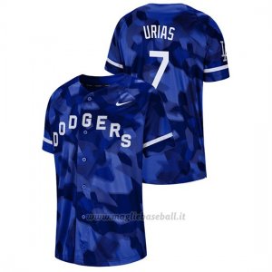 Maglia Baseball Hombre Los Angeles Dodgers Julio Urias Camuffamento Autentico Collezione Blu