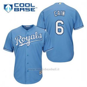 Maglia Baseball Uomo Kansas City Royals Lorenzo Cain 6 Powder Blu Alterner Cool Base