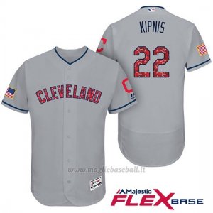 Maglia Baseball Uomo Cleveland Indians 2017 Estrellas y Rayas Jason Kipnis Grigio Flex Base