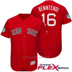 Maglia Baseball Uomo Boston Red Sox 16 Andrew Benintendi Scarlet 2017 Allenamento Primaverile Flex Base