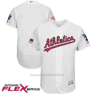 Maglia Baseball Uomo Oakland Athletics 2017 Estrellas y Rayas Bianco Flex Base