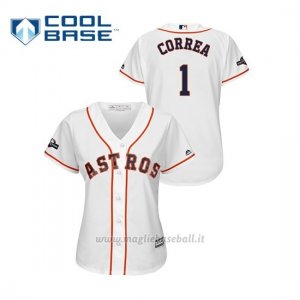 Maglia Baseball Donna Houston Astros 1 Carlos C Orrea 2019 Postseason Cool Base Bianco
