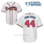 Maglia Baseball Uomo Atlanta Braves 44 Hank Aaron Bianco 1ªCool Base