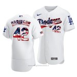 Maglia Baseball Uomo Los Angeles Dodgers Jackie Robinson Day Independence Day Bianco