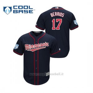 Maglia Baseball Uomo Minnesota Twins Jose Berrios 2019 Entrenamiento De Primavera Cool Base Blu