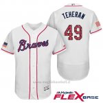 Maglia Baseball Uomo Atlanta Braves 2017 Estrellas y Rayas 49 Julio Teheran Bianco Flex Base