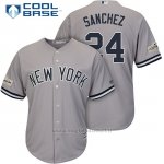 Maglia Baseball Uomo New York Yankees 2017 Postseason Gary Sanchez Grigio Cool Base