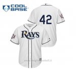Maglia Baseball Uomo Tampa Bay Rays 2019 Jackie Robinson Day Cool Base Bianco