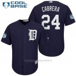 Maglia Baseball Uomo Detroit Tigers Miguel Cabrera 24 Blu 2017 Allenamento Primaverile Cool Base Giocatore