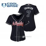 Maglia Baseball Donna Atlanta Braves Dansby Swanson Cool Base Majestic Alternato 2019 Blu