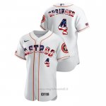 Maglia Baseball Uomo Houston Astros George Springer 2020 Stars & Stripes 4th of July Bianco