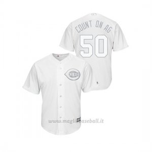 Maglia Baseball Uomo Cincinnati Reds Amir Garrett 2019 Players Weekend Count On Ag Replica Bianco