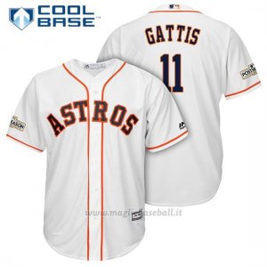Maglia Baseball Uomo Houston Astros 2017 Postseason Evan Gattis Bianco Cool Base