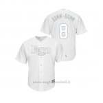 Maglia Baseball Hombre Tampa Bay Rays 8 Brandon Lowe 2019 Players Weekend Replica Bianco