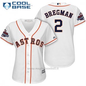 Maglia Baseball Donna Houston Astros 2017 World Series Campione Alex Bregman Bianco Cool Base