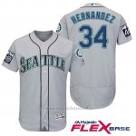 Maglia Baseball Uomo Seattle Mariners 34 Felix Hernandez Grigio 2017 Flex Base