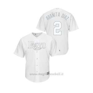 Maglia Baseball Uomo Tampa Bay Rays Yandy Diaz 2019 Players Weekend Replica Bianco