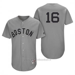 Maglia Baseball Uomo Boston Red Sox 16 Andrew Benintendi Grigio Turn Back The Clock Autentico