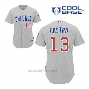 Maglia Baseball Uomo Chicago Cubs 13 Starlin Castro Grigio Alterner Cool Base