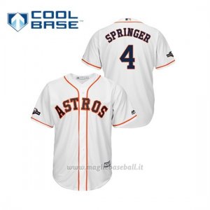 Maglia Baseball Uomo Houston Astros 4 Ge Orge Springer 2019 Postseason Cool Base Bianco
