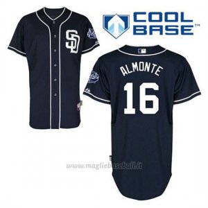 Maglia Baseball Uomo San Diego Padres Abraham Almonte 16 Blu Blu Alterner Cool Base