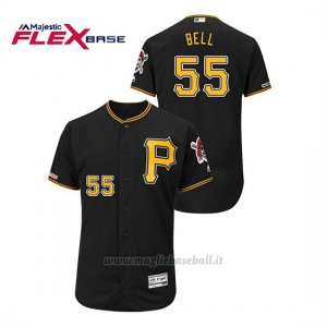 Maglia Baseball Uomo Pittsburgh Pirates Josh Bell 150th Aniversario Patch Autentico Flex Base Nero