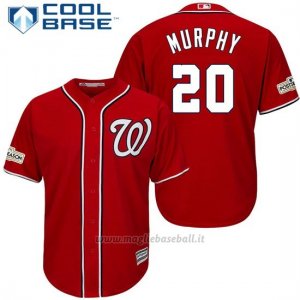Maglia Baseball Uomo Washington Nationals 2017 Postseason Daniel Murphy Scarlet Cool Base