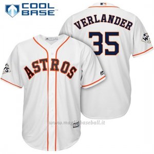 Maglia Baseball Uomo Houston Astros 2017 World Series Justin Verlander Bianco Cool Base