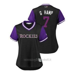 Maglia Baseball Donna Colorado Rockies Garrett Hampson 2018 Llws Players Weekend G Hamp Nero
