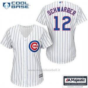 Maglia Baseball Uomo Chicago Cubs 12 Kyle Schwarber Cool Base Bianco